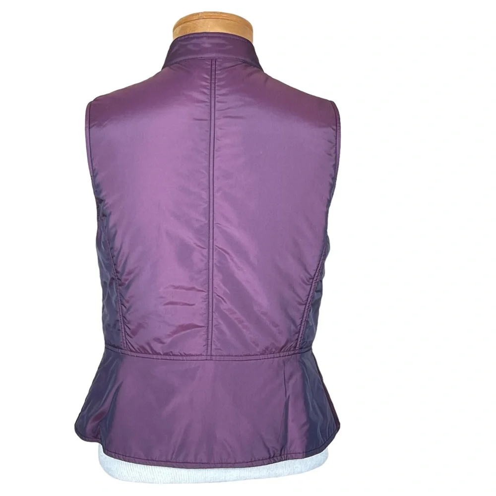 Nine West Vintage Lightweight Plum Colored Zip Front Nylon Blend Vest Small EUC